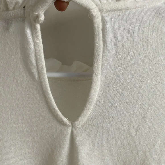 Gibson Look White Soft Ruffle Neck Long Sleeve Top L - Picture 6 of 6